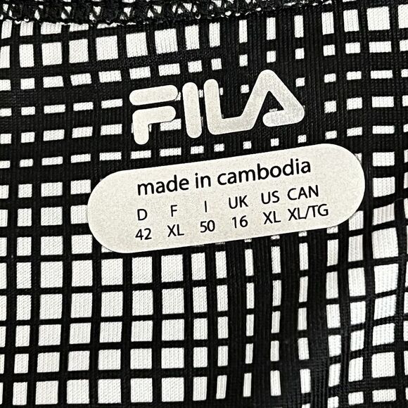 Fila Tank Top Racerback Sports Athletic Activewear Wicking Stretch Black & White - Picture 4 of 15